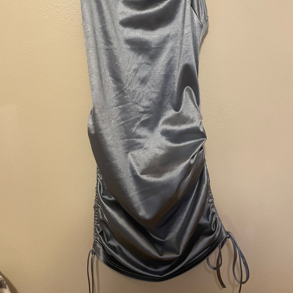 Blue/grey satin mini dress - Picture 2 of 2